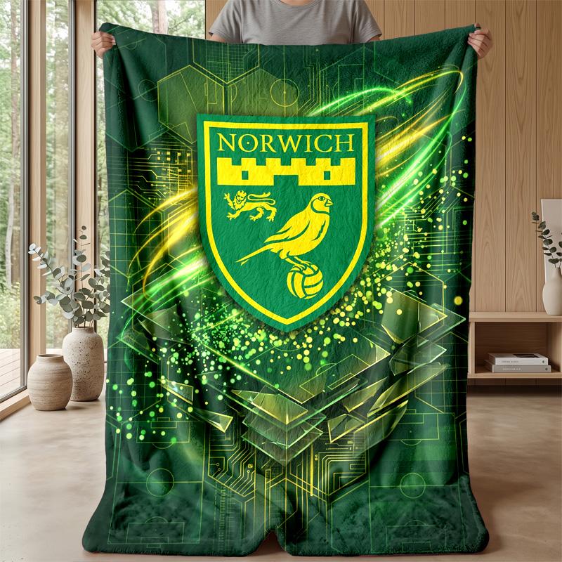 Coperta in Flanella con Stampa Norwich City Football, Coperta Morbida Calda Leggera per Divano Letto Campeggio