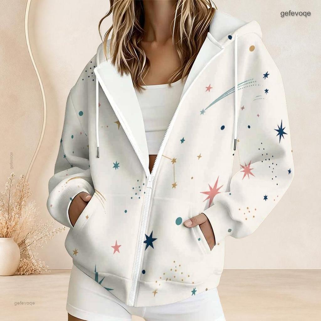 Womens Plus Size Zip Up Hoodie Casual Loose Long Sleeve Hooded Sweatshirt For Daily Wear