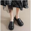 Spring 2025 Women's Black Leather Slip-On Loafers - British Style Flat Bottom JK Uniform Shoes