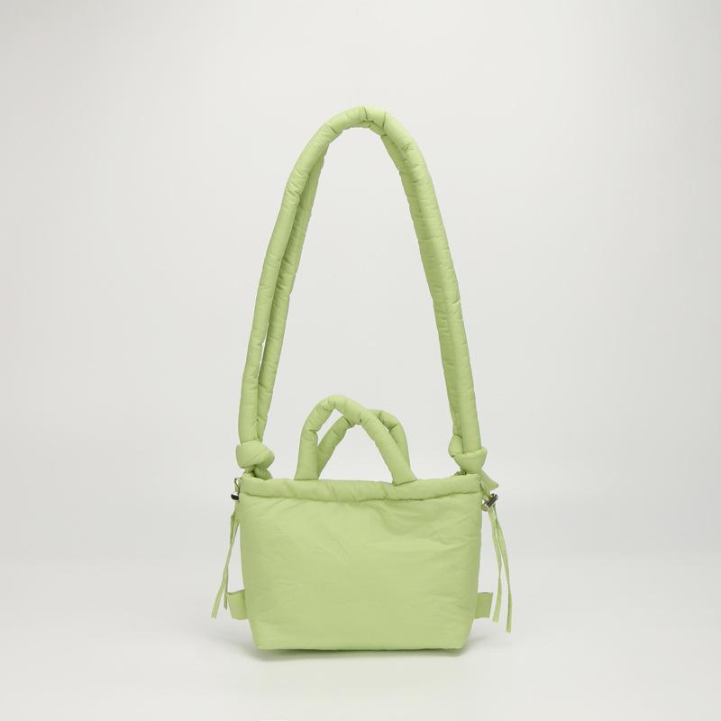 

Down bag Women s cotton clothing bag Nylon cloth small backpack Casual padded cotton handbag Lightweight dual-purpose shoulder messenger bag світло-зелений колір