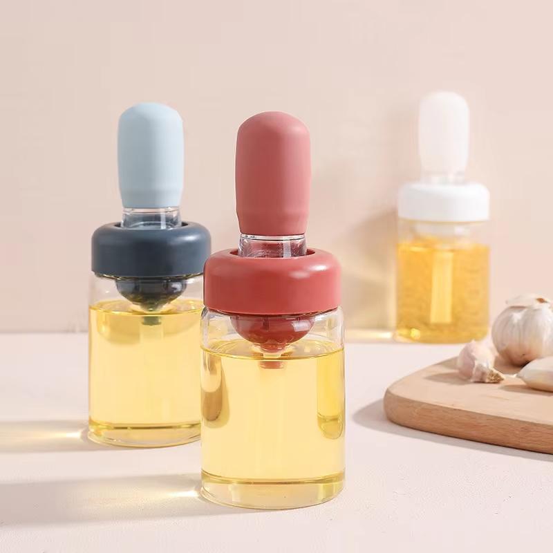 Portable Kitchen Oil Bottle Silicone Brush Control Quantitative With Barbecue Spray Bottle For BBQ Cooking Baking Oil Dispenser