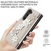 For Samsung Galaxy Z Fold5 5G Case Card Slots Leather Coated TPU Flower Phone Cover with 2 Straps
