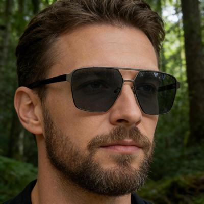 Fashion 2026 Polarized Square Frame Nylon Sunglasses for Men - Retro Double Bridge, Versatile Sun Protection