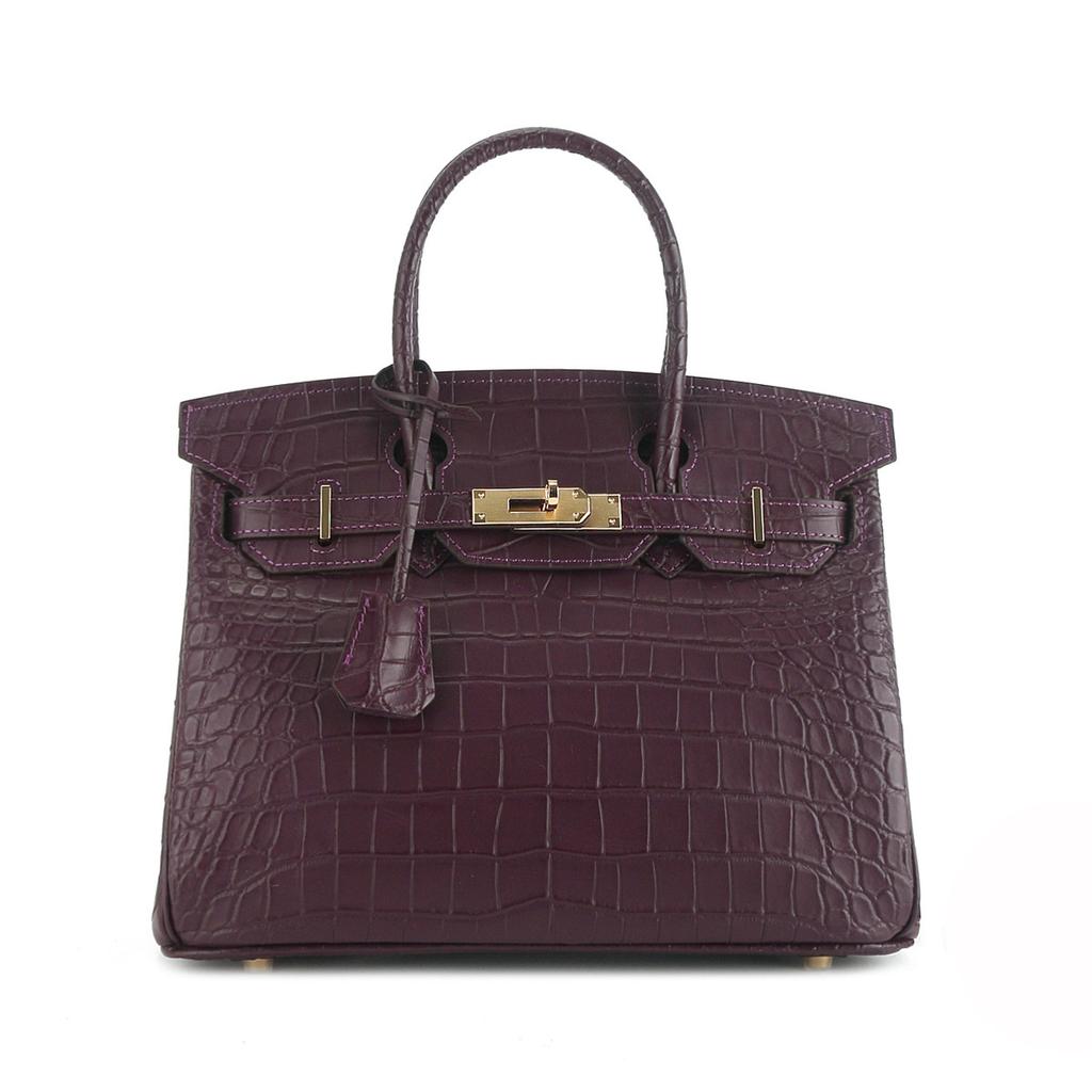 2026 New matte alligator pattern, gold buckle atmospheric handbag fashionable first-layer cowhide shoulder messenger bag