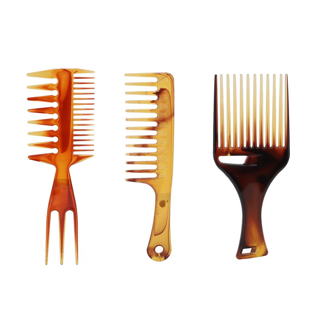 3pcs Hair Comb Set Professional Portable Home Barber Shop Wide Teeth Hair Pick Comb Styling Tool