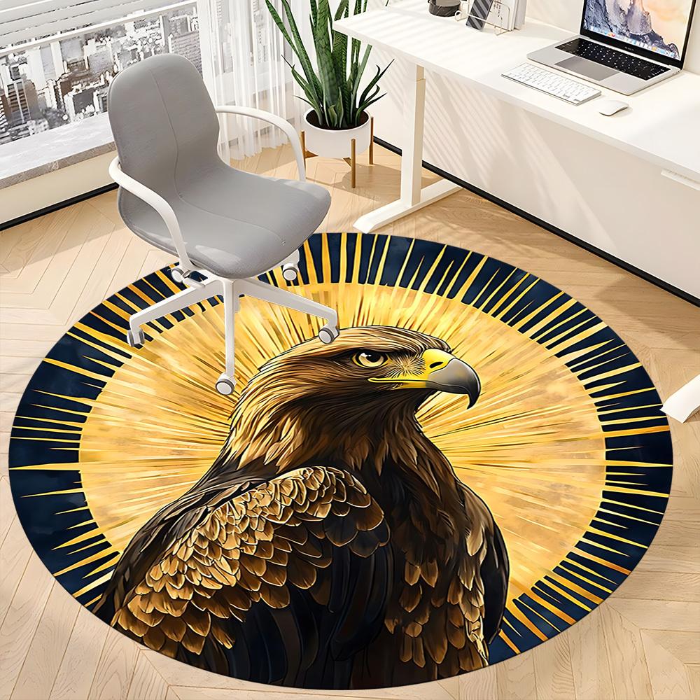 1pc Eagle Emblem Chair Carpet for Office, Round Non Slip Durable Large Size Office Carpet, Suitable for Office