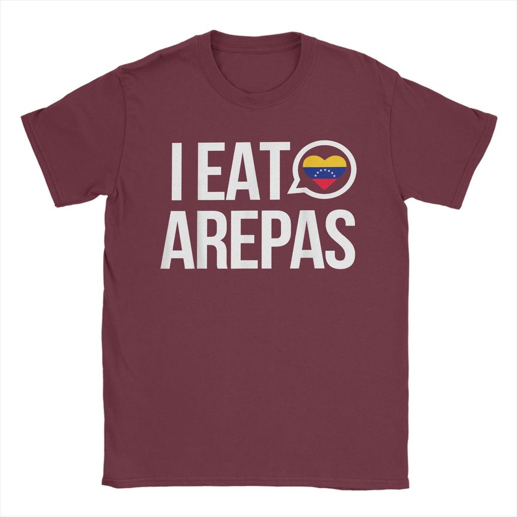 Vintage Ich Esse Arepas Venezolanisches Traditionelles Essen T-Shirts Unisex Rundhalsausschnitt Baumwolle T-Shirt Kurzarm T-Shirt Große Größen Kleidung