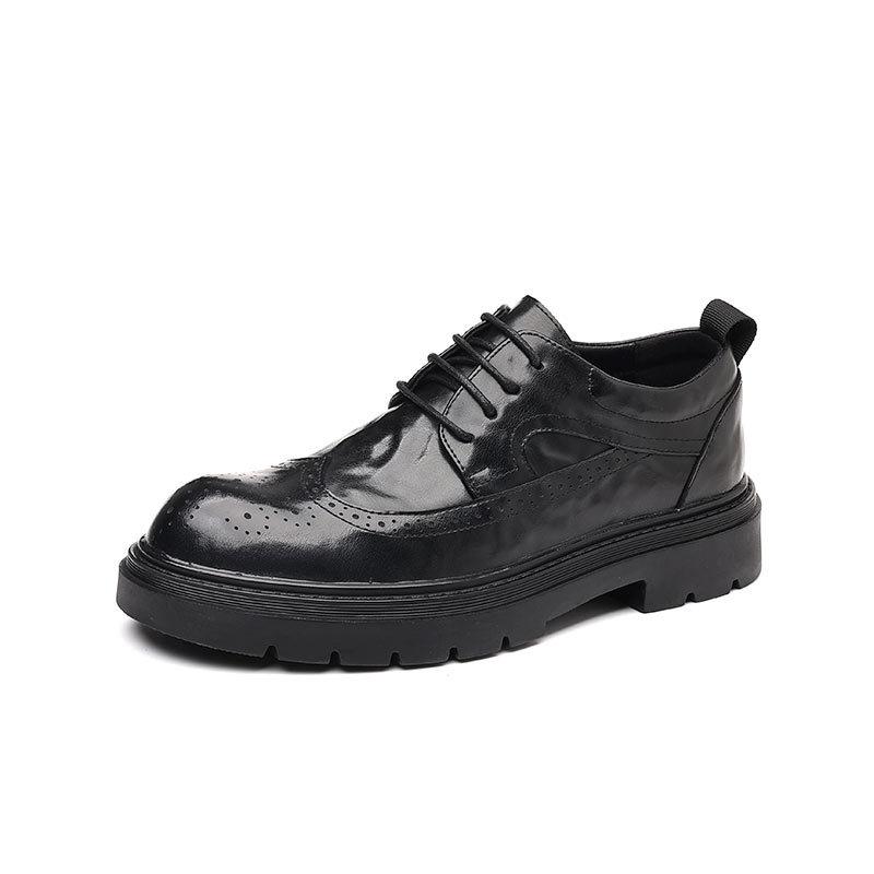 Genuine leather cowhide men's block carved leather shoes men's casual fashion wedding groom leather shoes