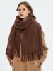 Women Simple Solid Knitted Scarf Headscarf Elegant Lady Casual Tassel Warm Scarve Mujer Foulard Big Wrap Shawl Winter New