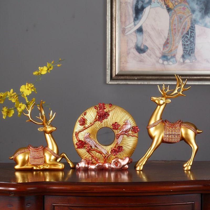 Fortune Deer Wealth-Attracting Ornament for Living Room and Cabinet – Perfect Housewarming or Opening Gift