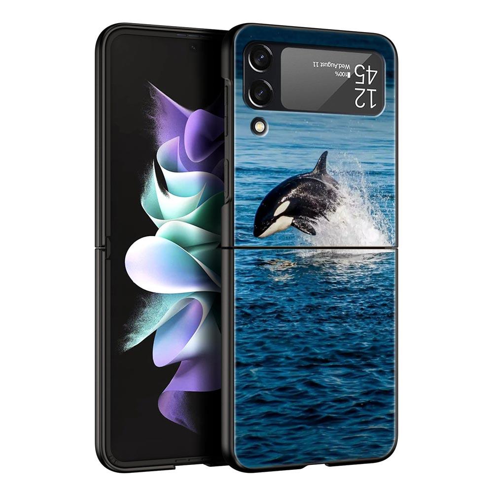 Orca ocean lovely killer whale Phone Case For Samsung Galaxy Z Flip3 Flip4 Flip5 PC Shell For Z Flip 3 4 5 Hard Folding Cover