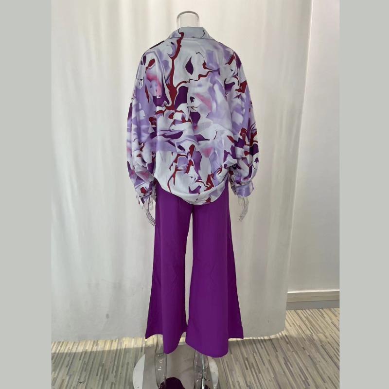 Summer Women's Printed Shirt Style, Loose and Breathable, Stylish Trousers, Fashionable and Casual Set