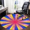 1pc Colorful Wheel Chair Carpet for Office, Round Polyester Mat, Indoor Decor for Office, Easycare Fabric, Washable Non-slip Area Carpet