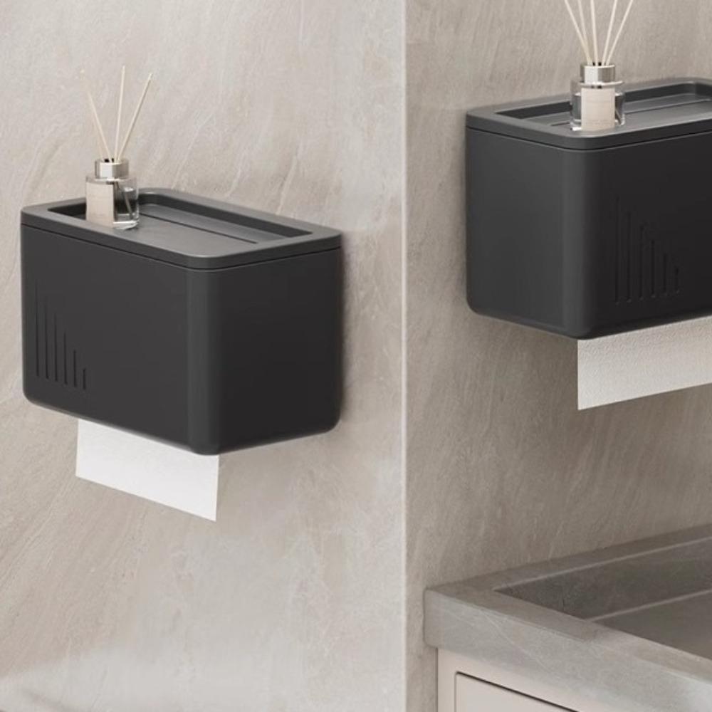 Light Luxury Toilet Paper Roll Storage Multifunctional Wall Mounted Storage Box  Home