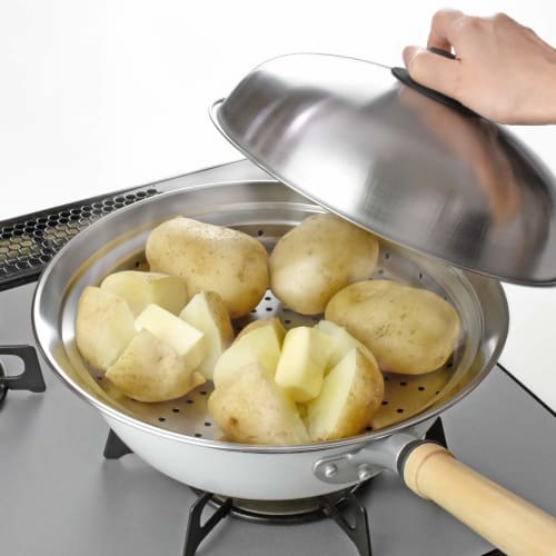 Wahei Freiz ME-7195: Steamer Rack & Cover for 24-26cm Frying Pans, Stainless Steel, Made In Japan