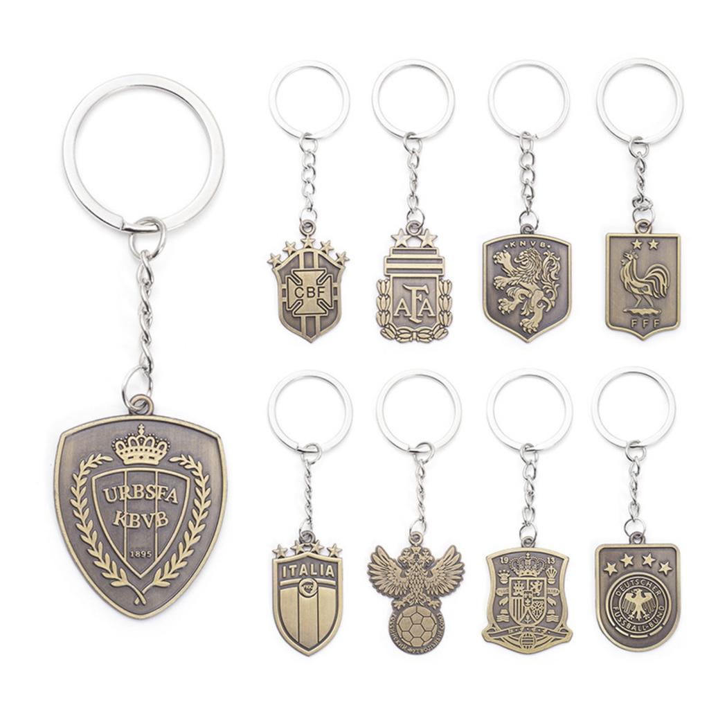 2026 Soccer Team Badge Keychain, National Team Zinc Alloy Key Ring with World Cup Logos, Durable Metal Car Accessories for Football Fans