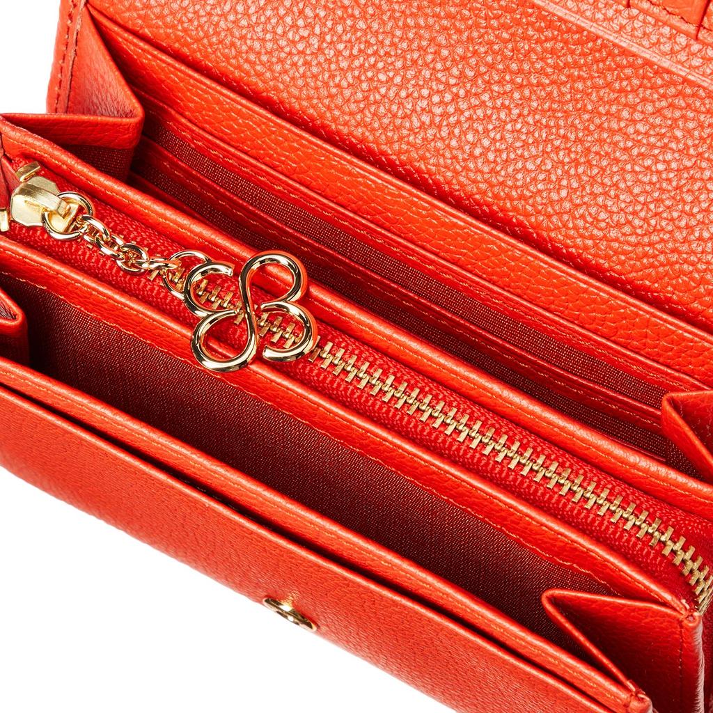 Marie Claire Women's Bifold Wallet, Genuine Leather, Zippered Coin Purse, Large Capacity, Brand: Carrousel 88649-52, Orange