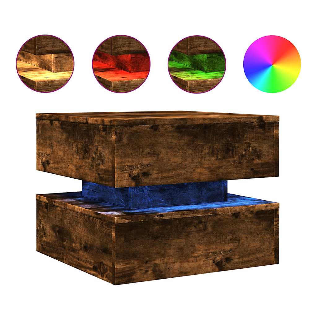 LED Coffee Table In Smoked Oak 50 X 50 X 40 Cm