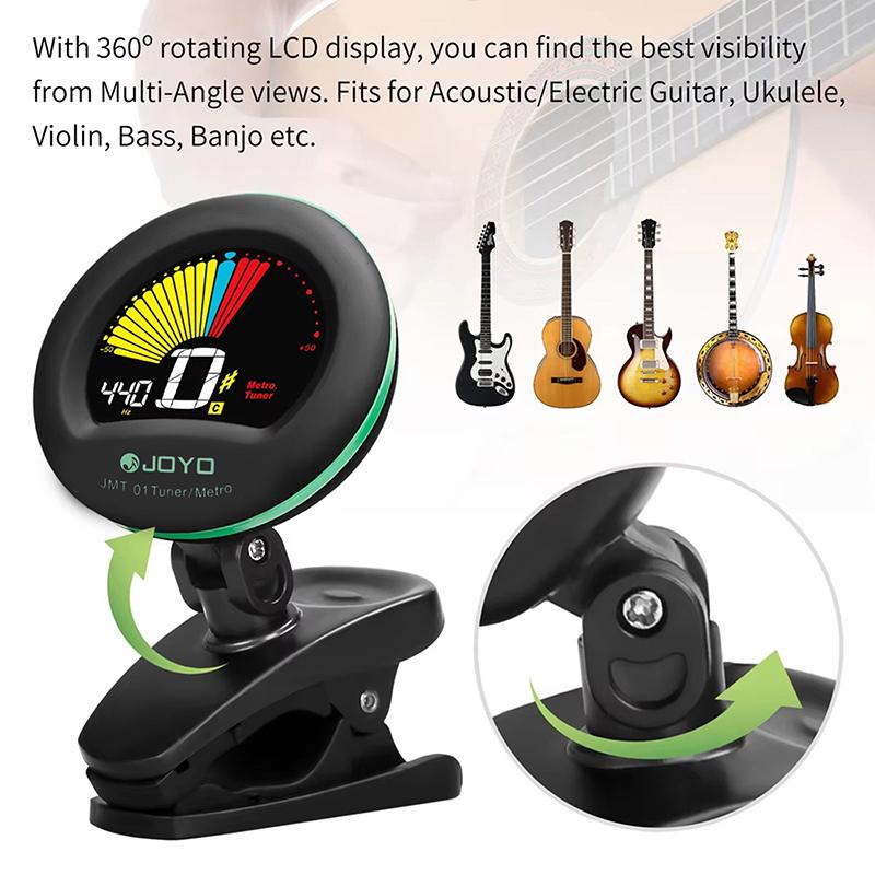 

Jmt-01 Guitar Tuner Tap Tempo Metronome 360° Rotating Clip Chromatic Tuning For Electric Guitar/Bass/Violin/Ukulele чёрный