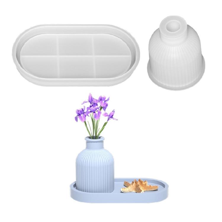 

2pcs/set Oval Tray Cement Silicone Molds DIY Flower Pots Concrete Plaster Mould 1