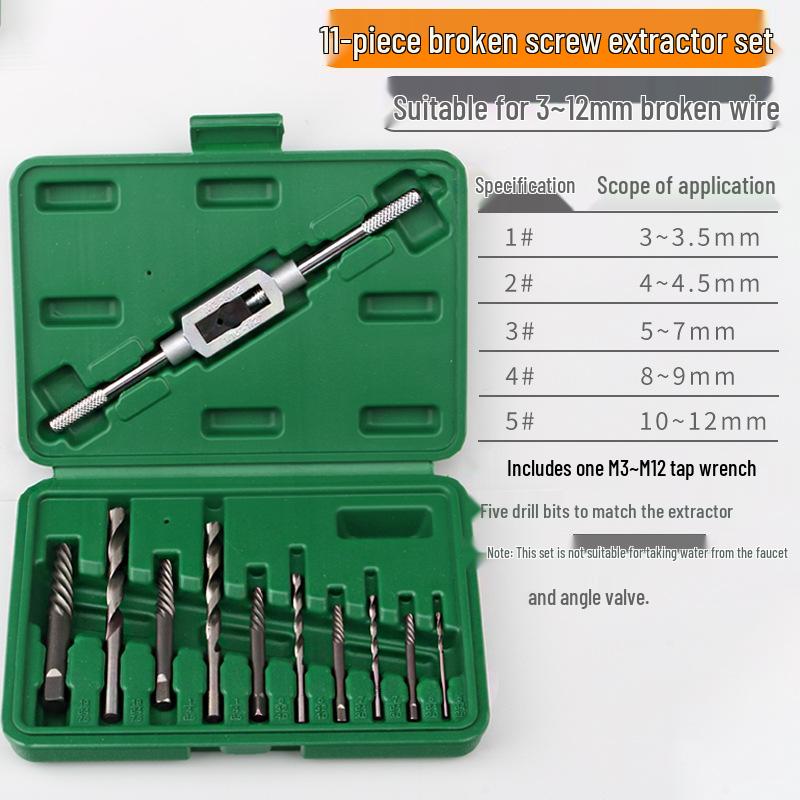 11-Piece Mechanic's Broken Wire & Screw Extractor Set with Free Shipping (3MM-10MM)