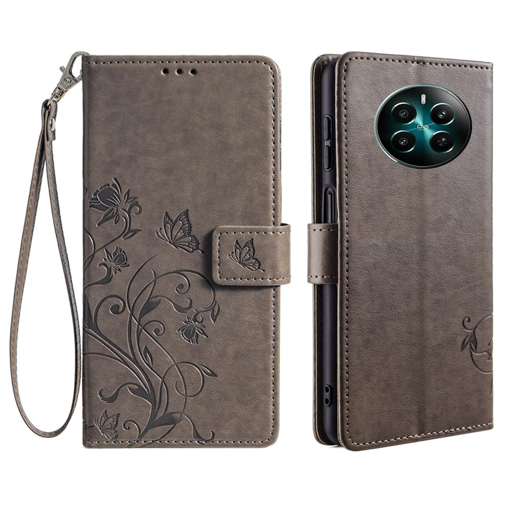 For Realme 12 4G/12+ 5G Case Butterfly Flower Leather Magnetic Closure Phone Cover