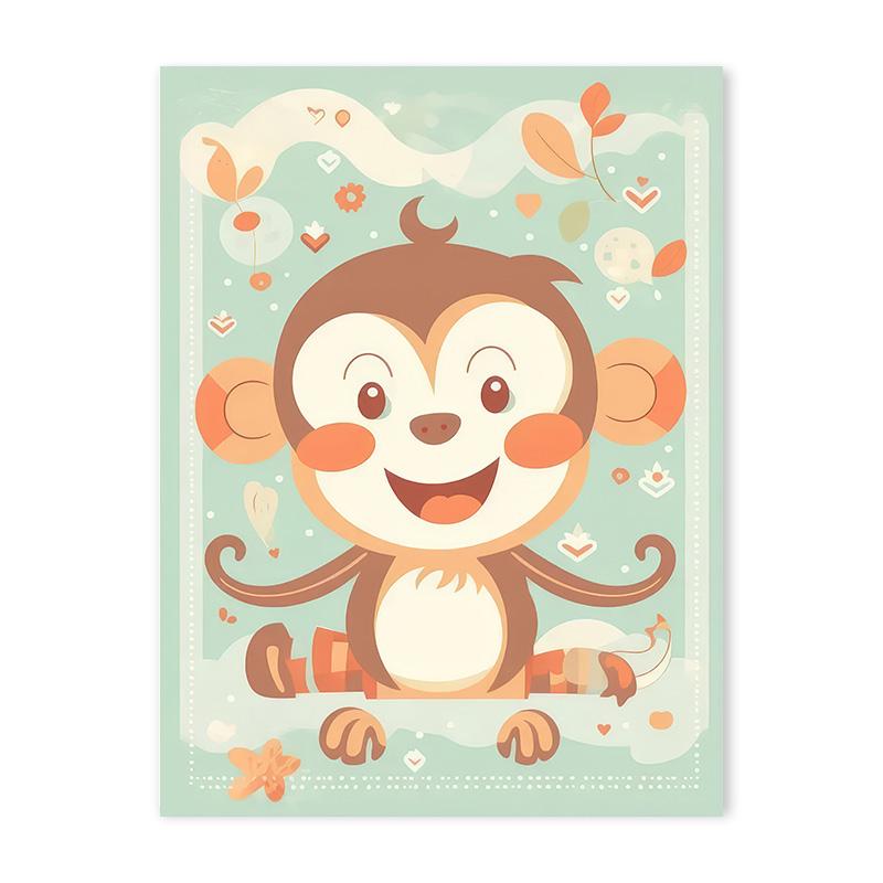 Cartoon Lion Giraffe Fox Nursery Wall Art Print Poster Baby Bedroom Cute Animal Canvas Painting Modern Room Aesthetic Decoration