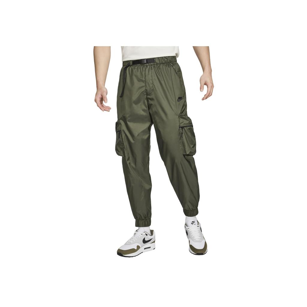 Nike Tech Solid Color Elastic Multi-Pocket Cuffed Casual Pants Men bottoms Army-Green FB7912-325