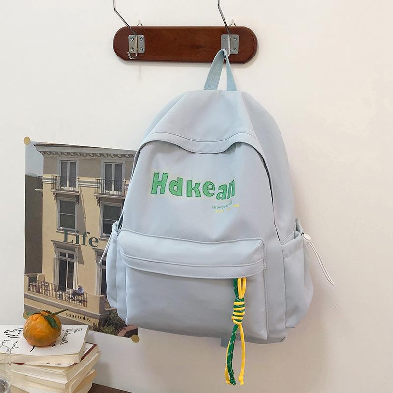 

College Student Schoolbag Women Simple Solid Color Letters Japanese Casual Male High School Student Large Capacity Travel Backpack Backpack .