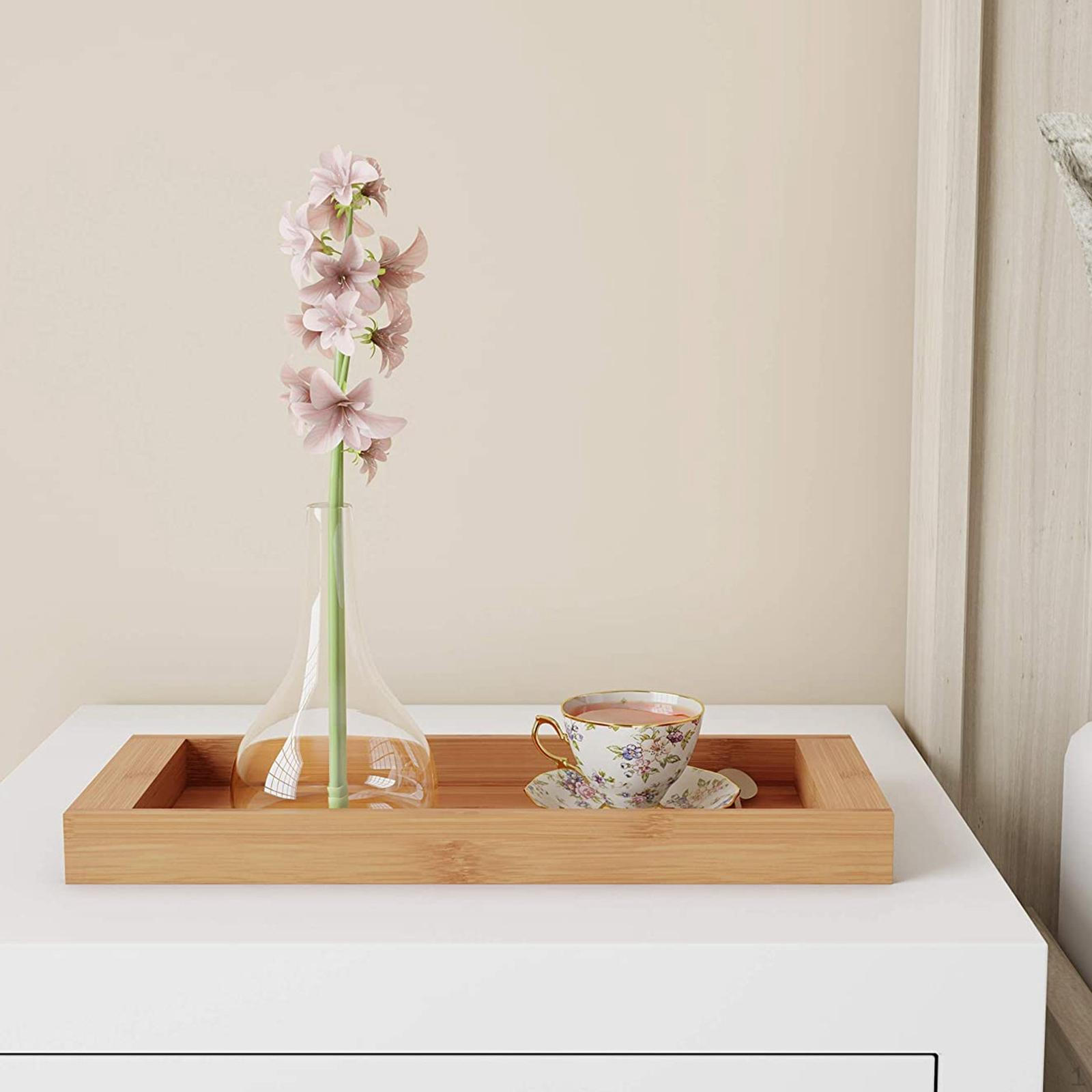 

Bamboo Storage Tray Perfume Holder for Home Decor Serving Jewelry Display Rectangular