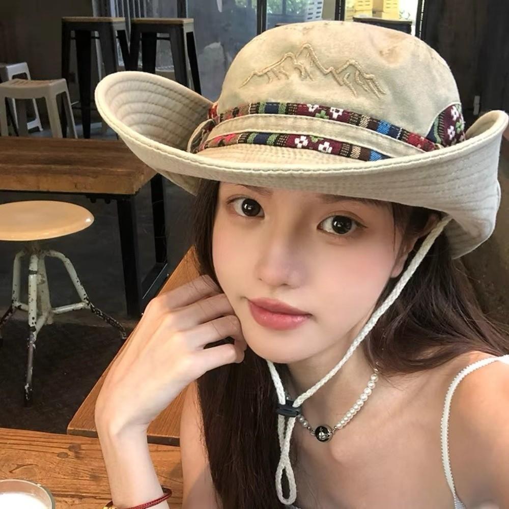 Wide Brim Fisherman Cap Sun Protection Sunshade Hat Fashion Cowboy Bucket Hat