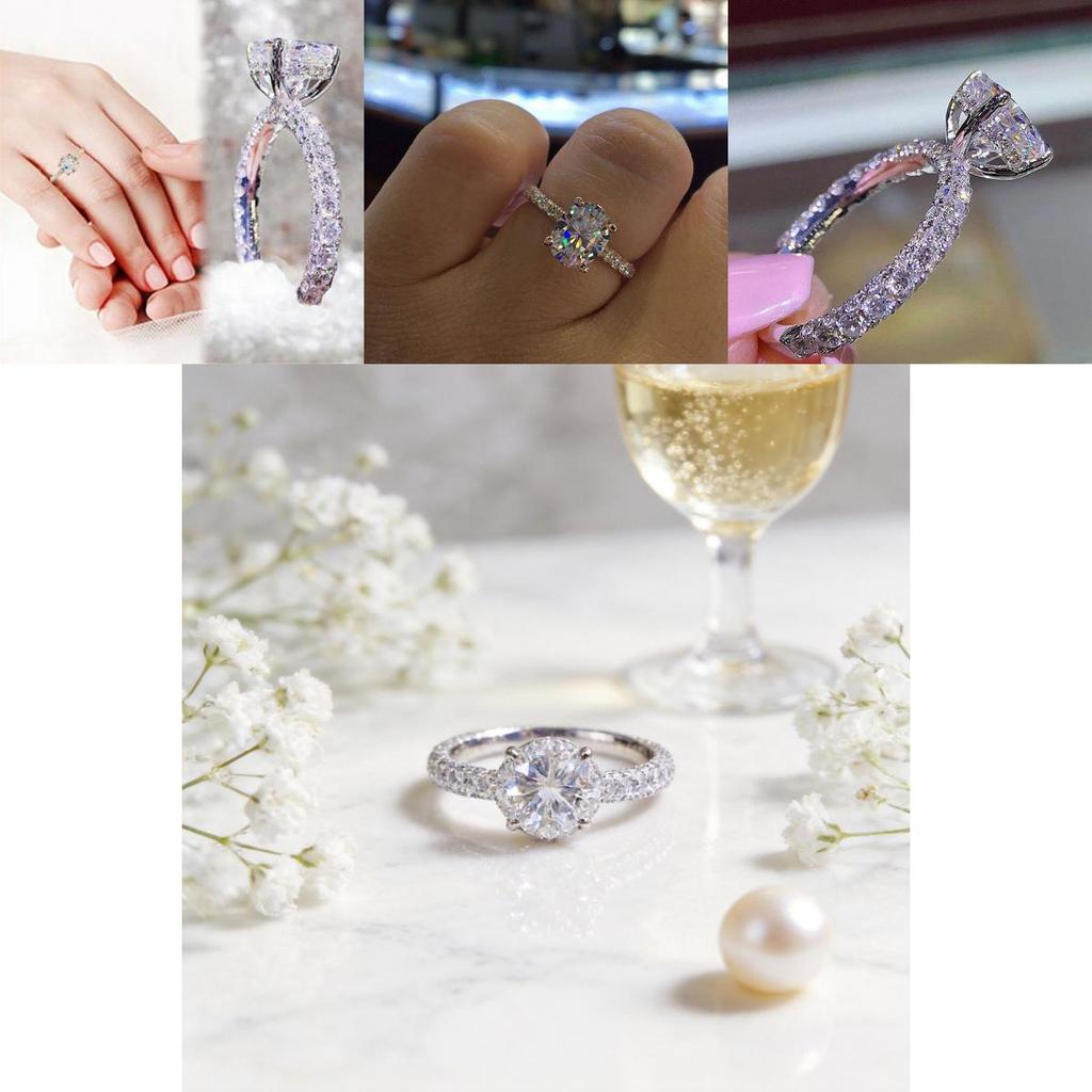 Princess Ring Jewelry With Cubic Zirconia Geometric Design For Engagement And Wedding