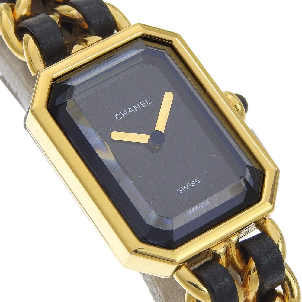 CHANEL Premiere L Watches H0001 blackDial Plated Gold/leather Quartz Analog display Women Used