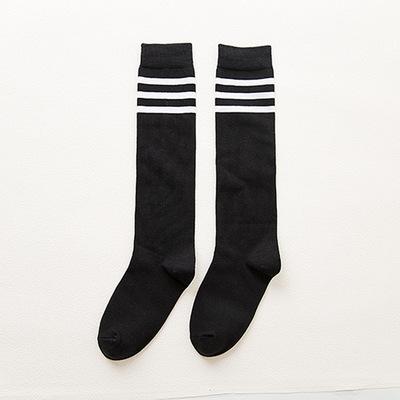 Socks Women'S Autumn And Winter Pile Socks Knee Socks Japan And Korea Half Leg Cotton Socks Three Bar Calf High Tube Socks Long Socks Women'S Socks