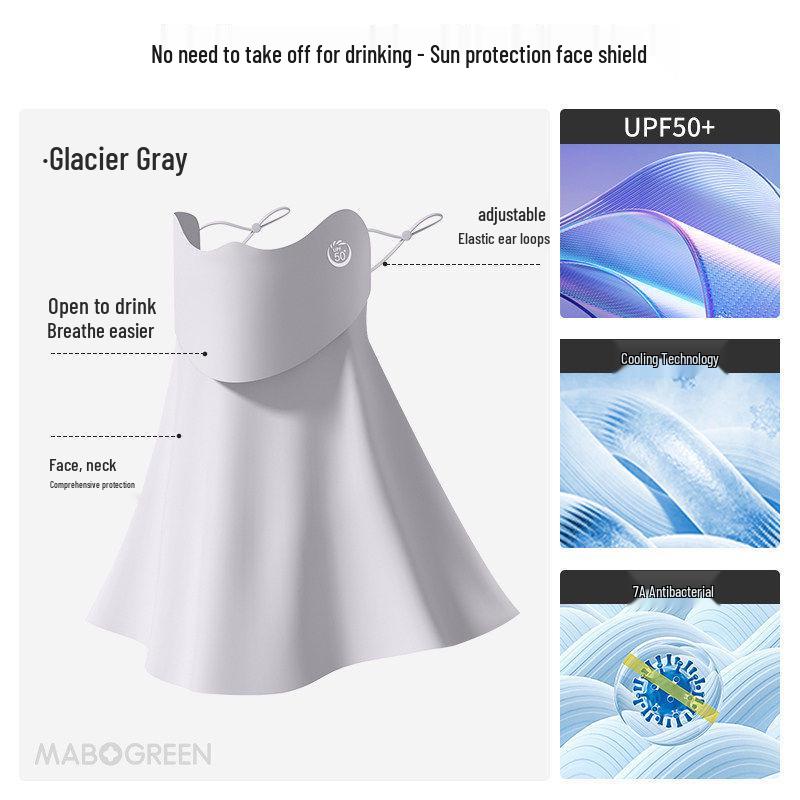 Damen UV-Schutz Gesichtsmaske: Eis-Seide, Atmungsaktiv, Sonnenschutz, Hohe Optik, Augenecken-Schutz