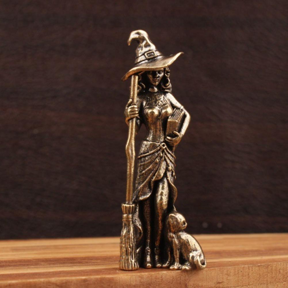 

Magic Moon Witch Statue Brass Wizard Figurine Home Decor Ornament For Living Room Entrance Decoration 1