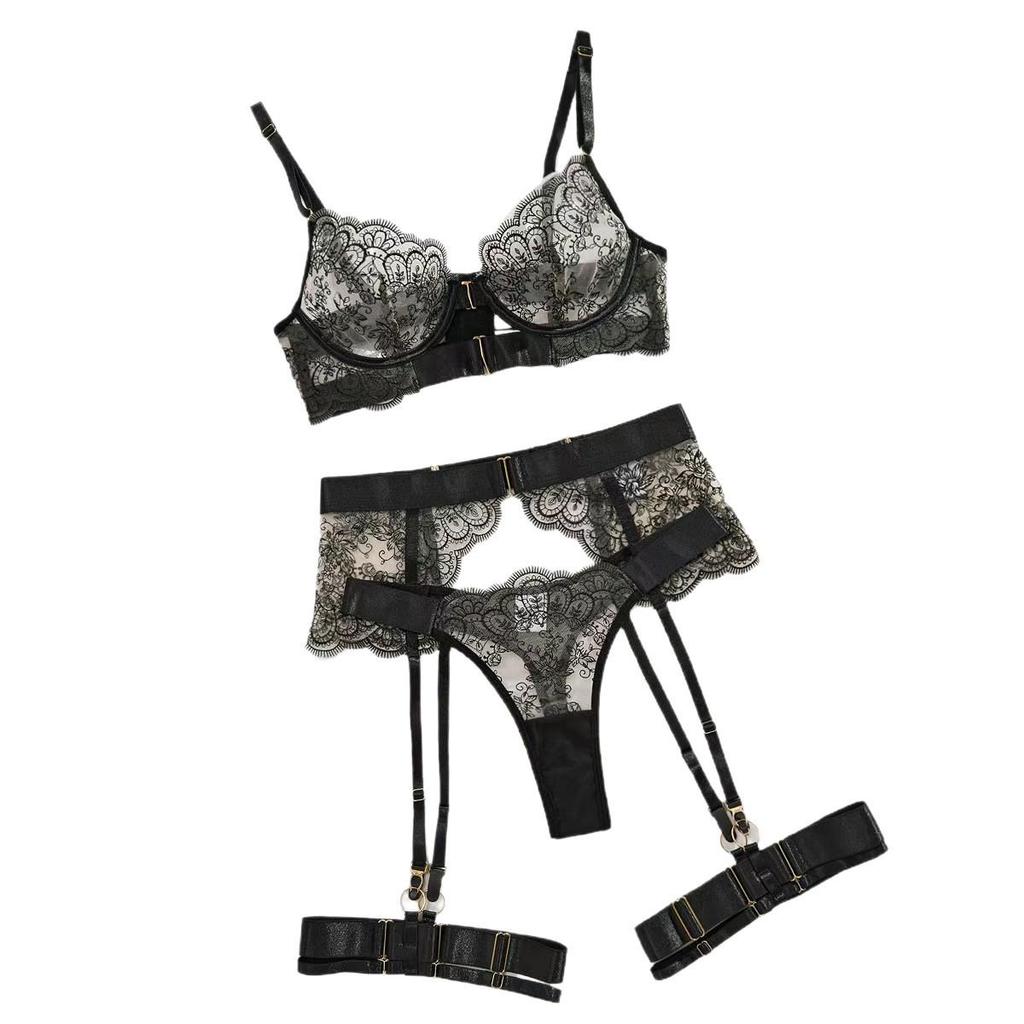 Elegant European & American Eyelash Lace Embroidered Lingerie Set