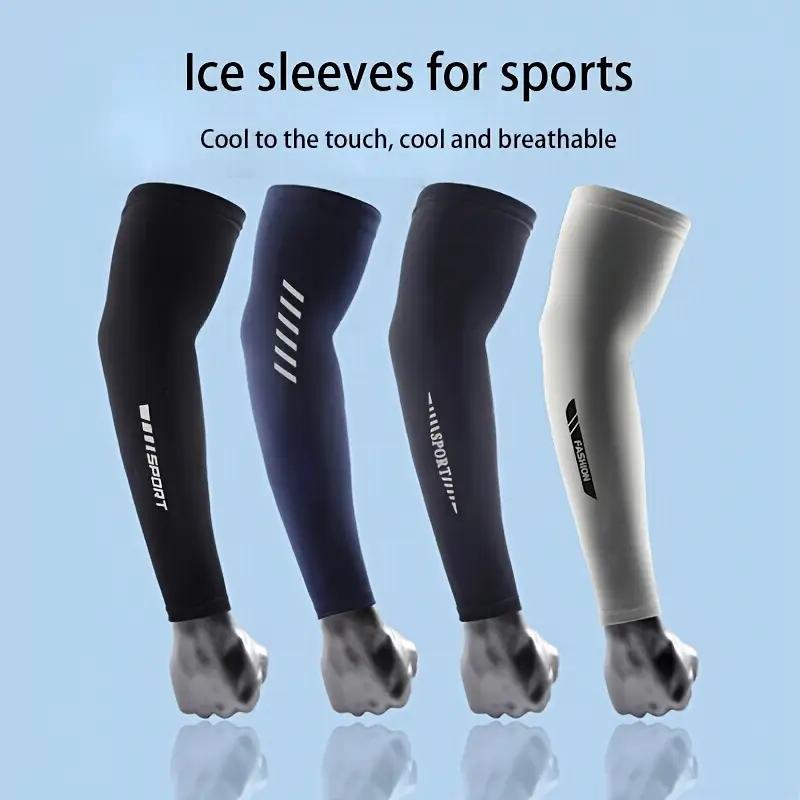 1 Pair Men's Lightweight Breathable Cooling Sports Sleeves Ice Silk Fabric Sweat-Absorbent for Cycling Fishing Running & Hiking