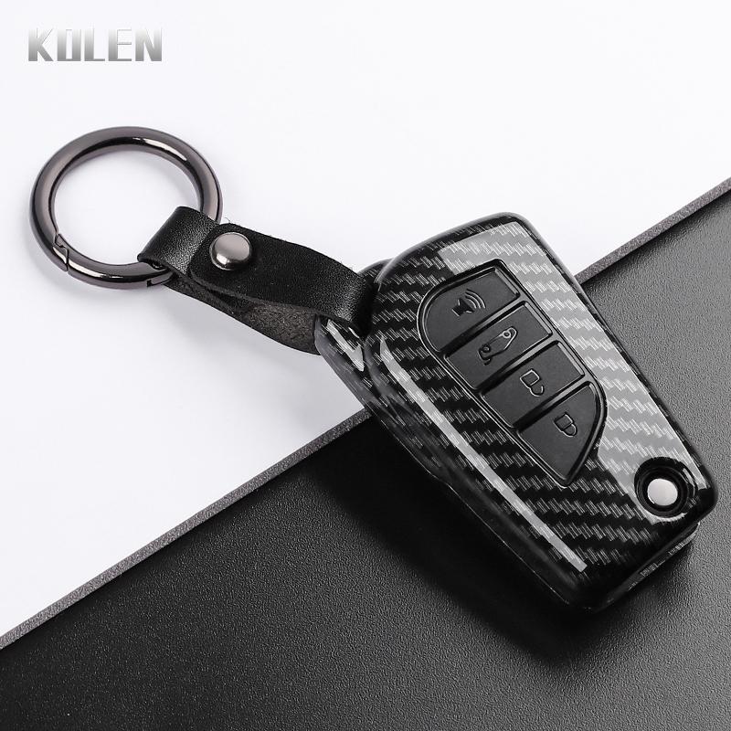 Abs Carbon Fiber Style Car Key Case Cover For Toyota Camry Rav4 Forturner Hilux Auris Corolla Avensis Verso Yaris Aygo Scion Tc