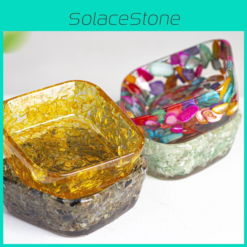 Resin Geometric Dismagnetization Bowl With Natural Crystal Fill For Modern Living Room Decor