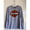 Helt Ny Seneste Model Harley-Davidson Herre Langærmet T-shirt, Grå Hvid Sort Farveblok med Logo Print, Rund Hals Smal Pasform Moto Stil