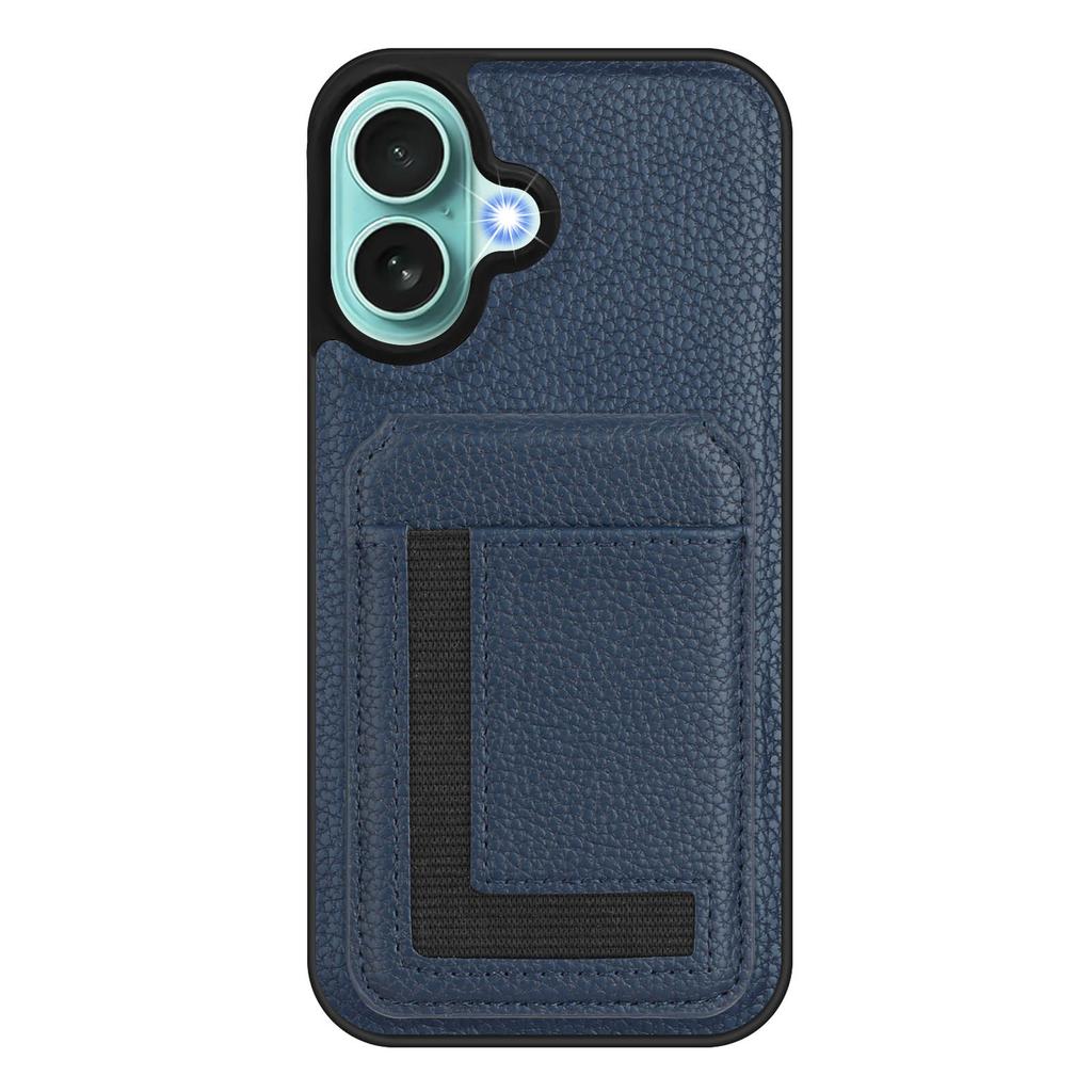 For iPhone 16 Plus Magnetic Case TPU+PU Leather Phone Back Cover with Detachable Card Holder