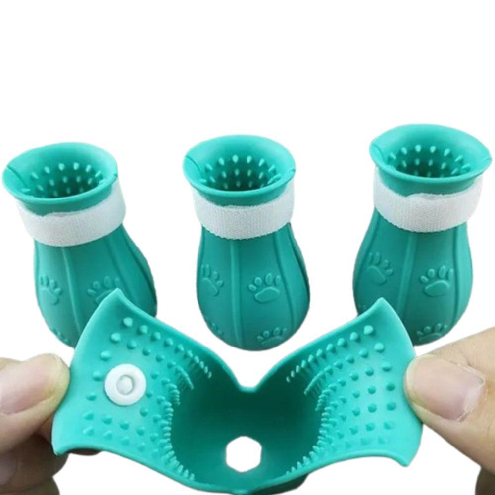 

4 шт. Защита от царапин и укусов, обувь для кошачьих лап, чехол для лап, когти, ботинки, обувь для мытья синий