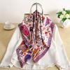 Luxury Women 90x90CM New Twill Silk Big Square Scarf Shawl Fashion Printed Design Summer High Quality Ladies Sunscreen Scarves