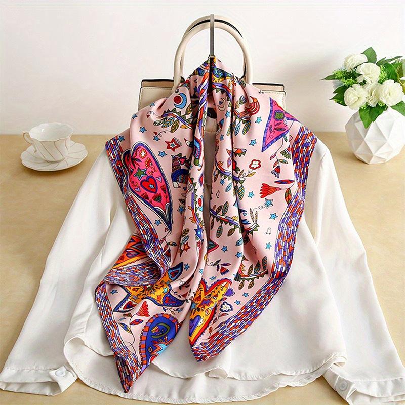 Luxury Women 90x90CM New Twill Silk Big Square Scarf Shawl Fashion Printed Design Summer High Quality Ladies Sunscreen Scarves