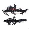 2 Pieces Bridal Garters Wedding Garter Set Thigh Rings Stretch Floral Pattern Lace Leg
