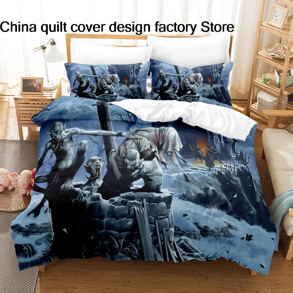 3D Print Terror of Orion Space Monster Bedding Set 3Pcs Sci Fi Alien Duvet Cover Set with Pillowcases for Men Bedroom Decor