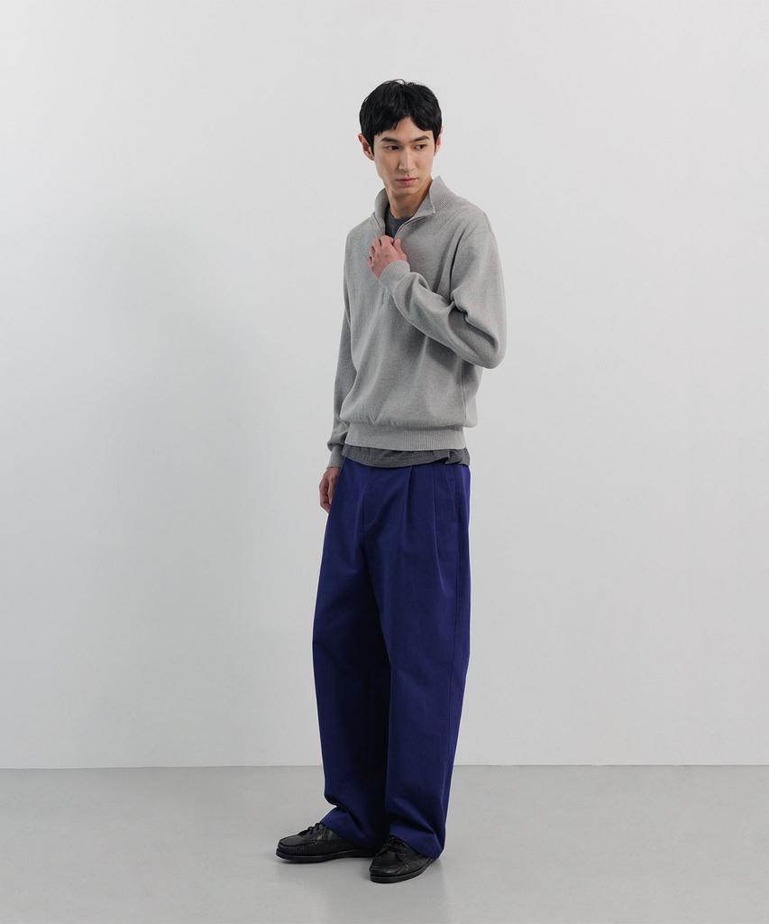 BLANKROOM Half Zip Knit_Light Gray