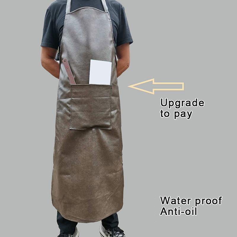 Waterproof Oil Proof Aquaculture Extended PU Leather Apron Thickening Kitchen Canteen Restaurant Labor Protection Home Appliance