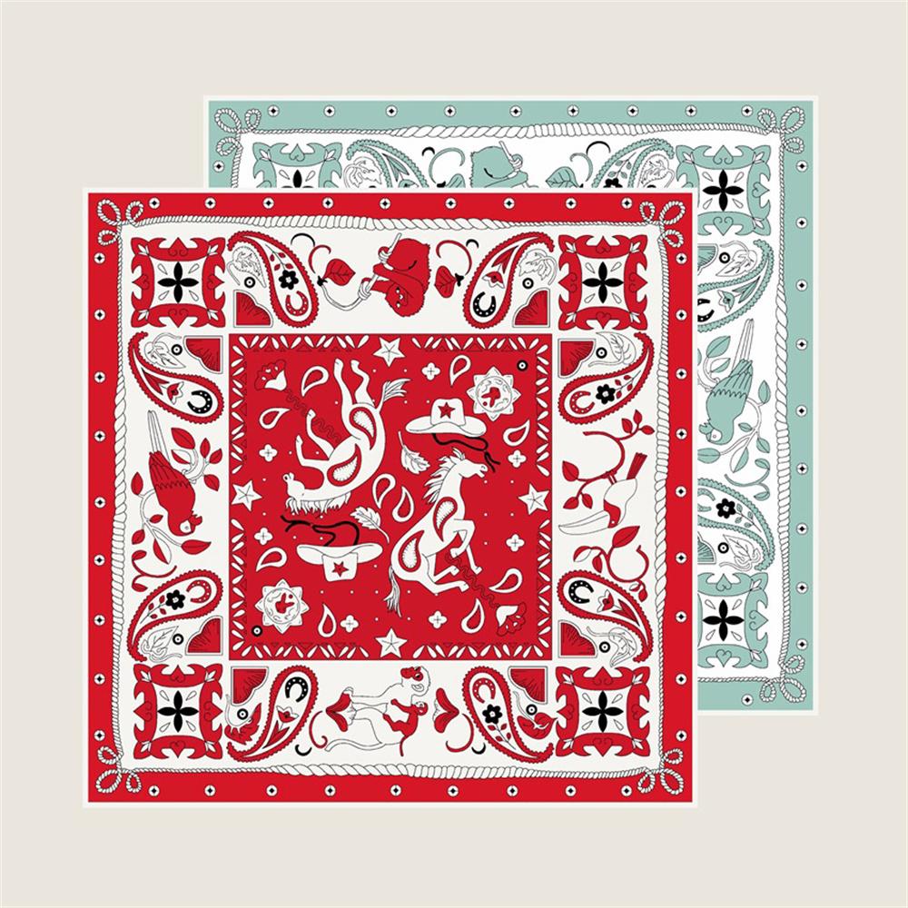 POBING Manual Hand Rolled Twill Silk Scarf Women Animals Double Print Square Scarves Wraps Echarpes Foulards Femme Hijab 90CM